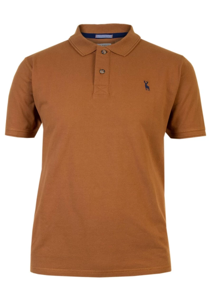 PG FIELD Men's Stylish Ochre Polo Shirt - Classic Fit Casual Top for Men