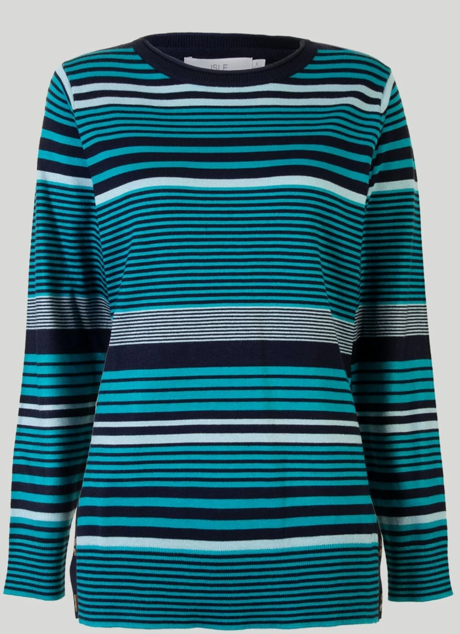 Isle Women's Stripe Jumper - Soft Knit Comfortable Casual Sweater