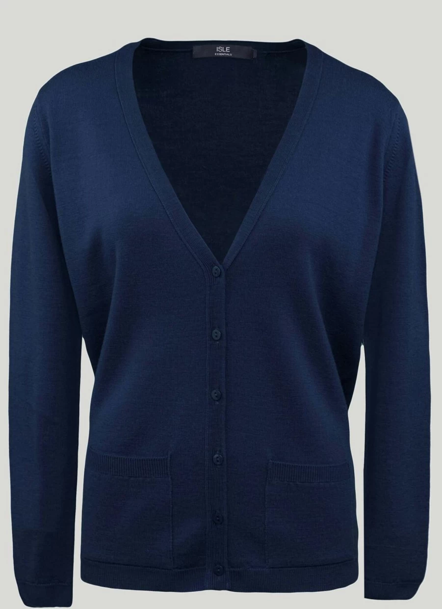 "Isle Women's Merino Wool V-Neck Cardigan Sweater"