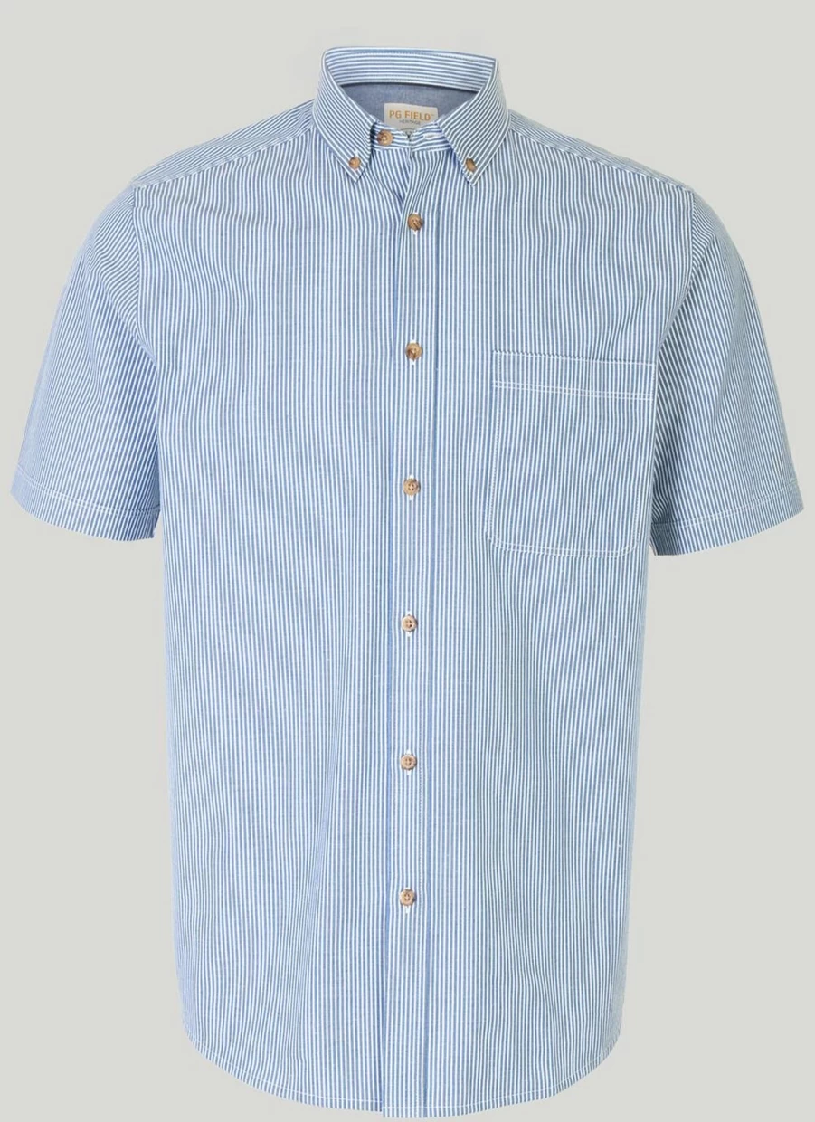 PG Field Men's Cotton Striped Casual Shirt - Classic Fit Breathable Top