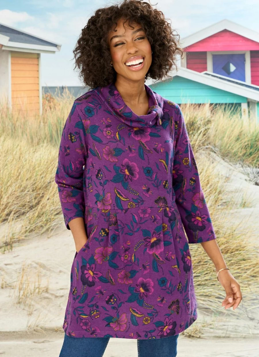 Country Rose Women's Brushed Floral Print Tunic Top
