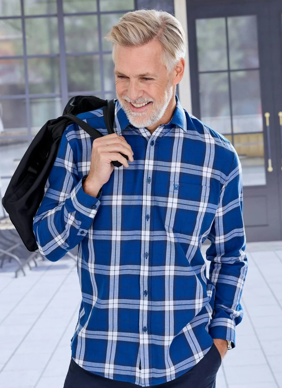 James Pringle Men's Long Sleeve Check Shirt - Classic Plaid Button-Up for Men