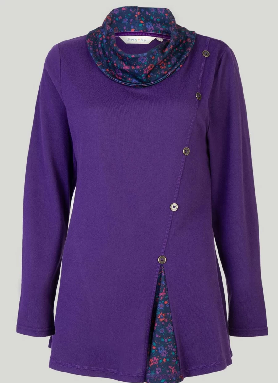 Country Rose Women's Elegant Cowl Neck Blouse - Soft Knit Tunic Top for Ladies
