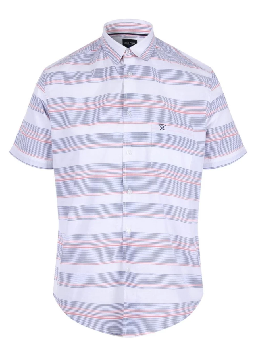 James Pringle Men's Blue Stripe Shirt - Classic Casual Wear for Men