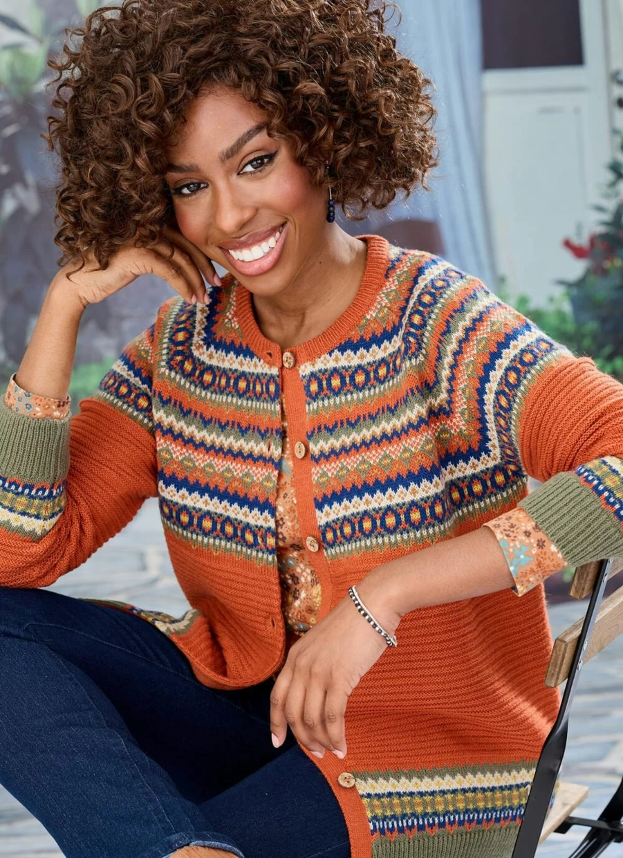 Country Rose Women's Auburn Fairisle Knit Cardigan Sweater