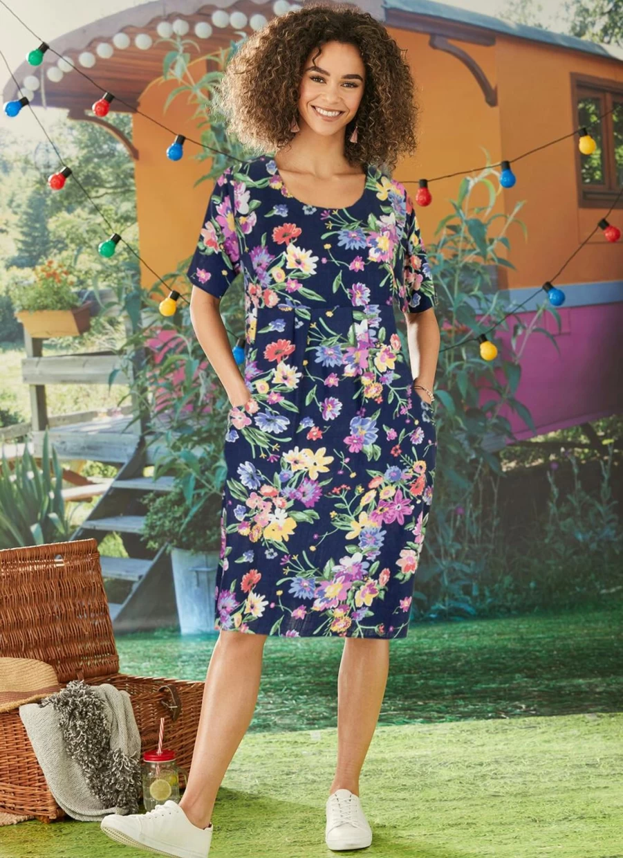 Country Rose Women's Floral Printed Midi Dress - Elegant Spring Summer Boho Chic Style