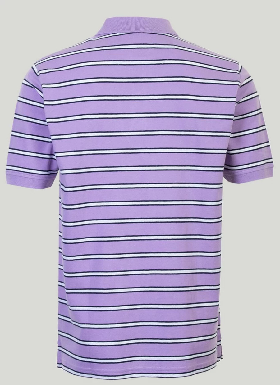 James Pringle Men's Classic Striped Polo Shirt - Premium Cotton Knit Casual Top