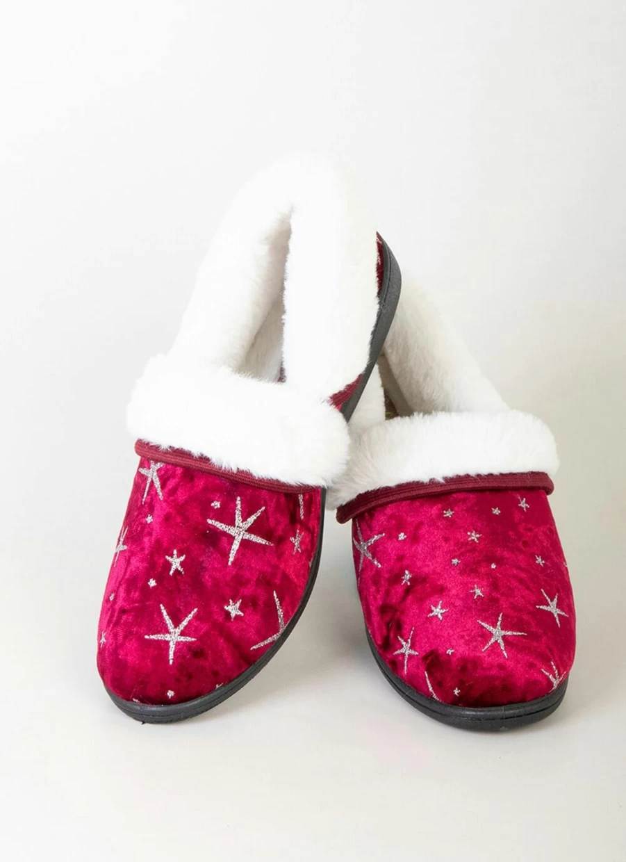 Comfy Sense Women's Raspberry Star Slippers - Cozy Indoor & Outdoor House Shoes