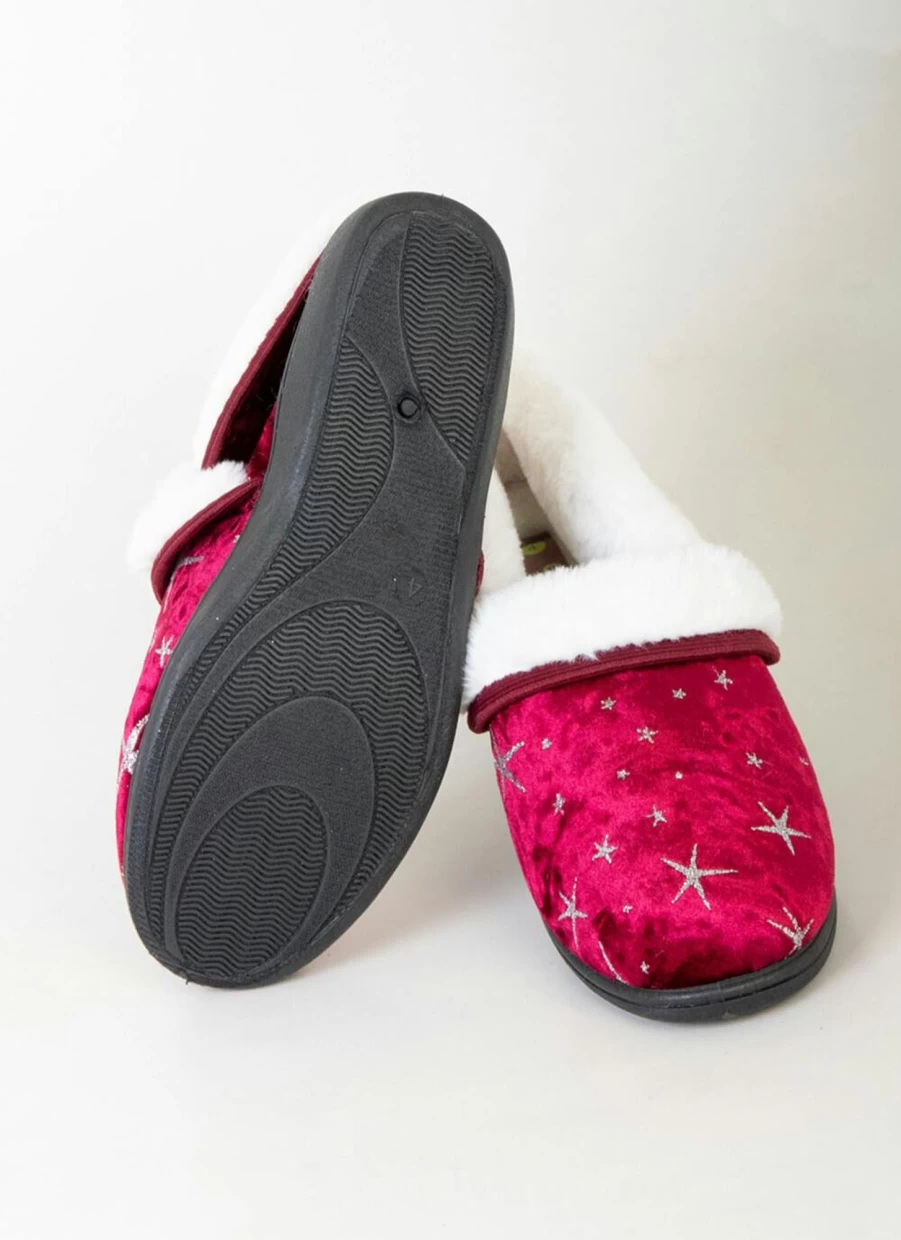 Comfy Sense Women's Raspberry Star Slippers - Cozy Indoor & Outdoor House Shoes