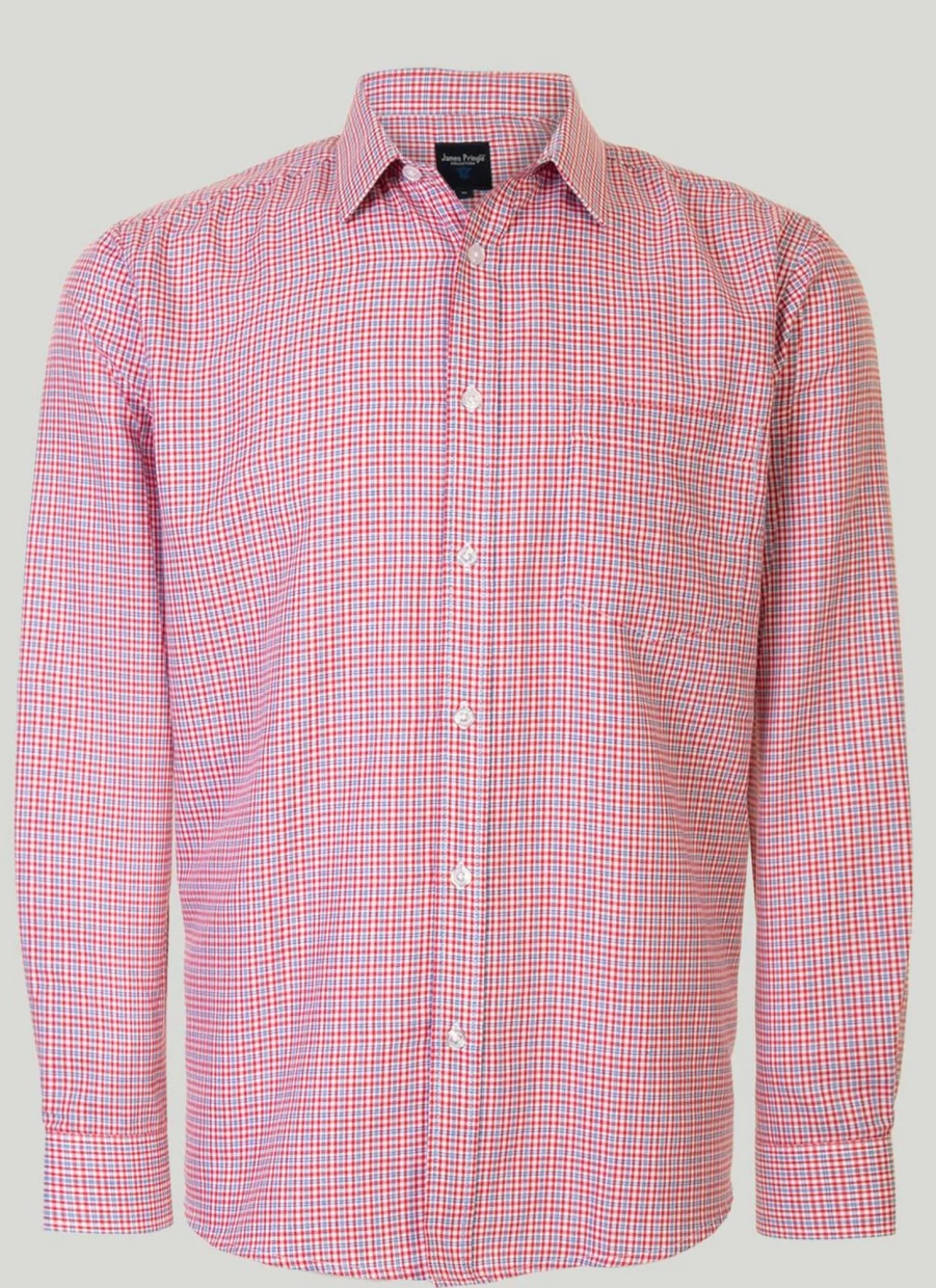 James Pringle Men's Long Sleeve Check Shirt - Classic Plaid Button-Up for Men
