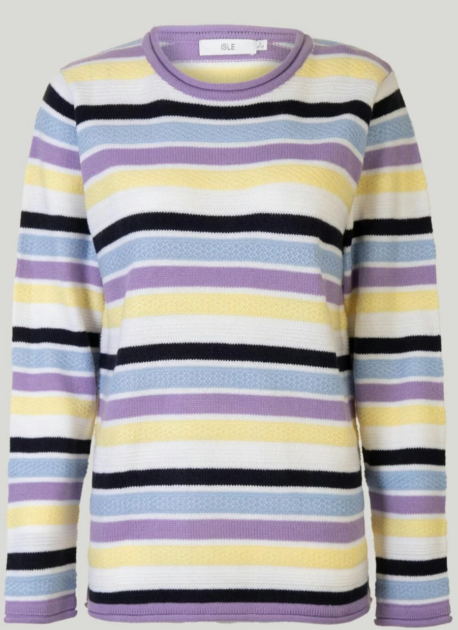 Isle Women's Stripe Jumper - Soft Knit Comfortable Casual Sweater