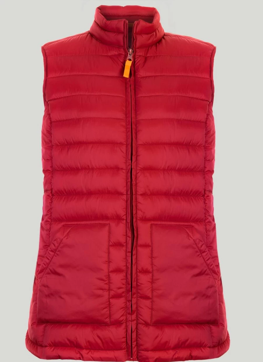 Country Rose Women's Burgundy Quilted Padded Gilet Vest Winter Warm Fleece Lined