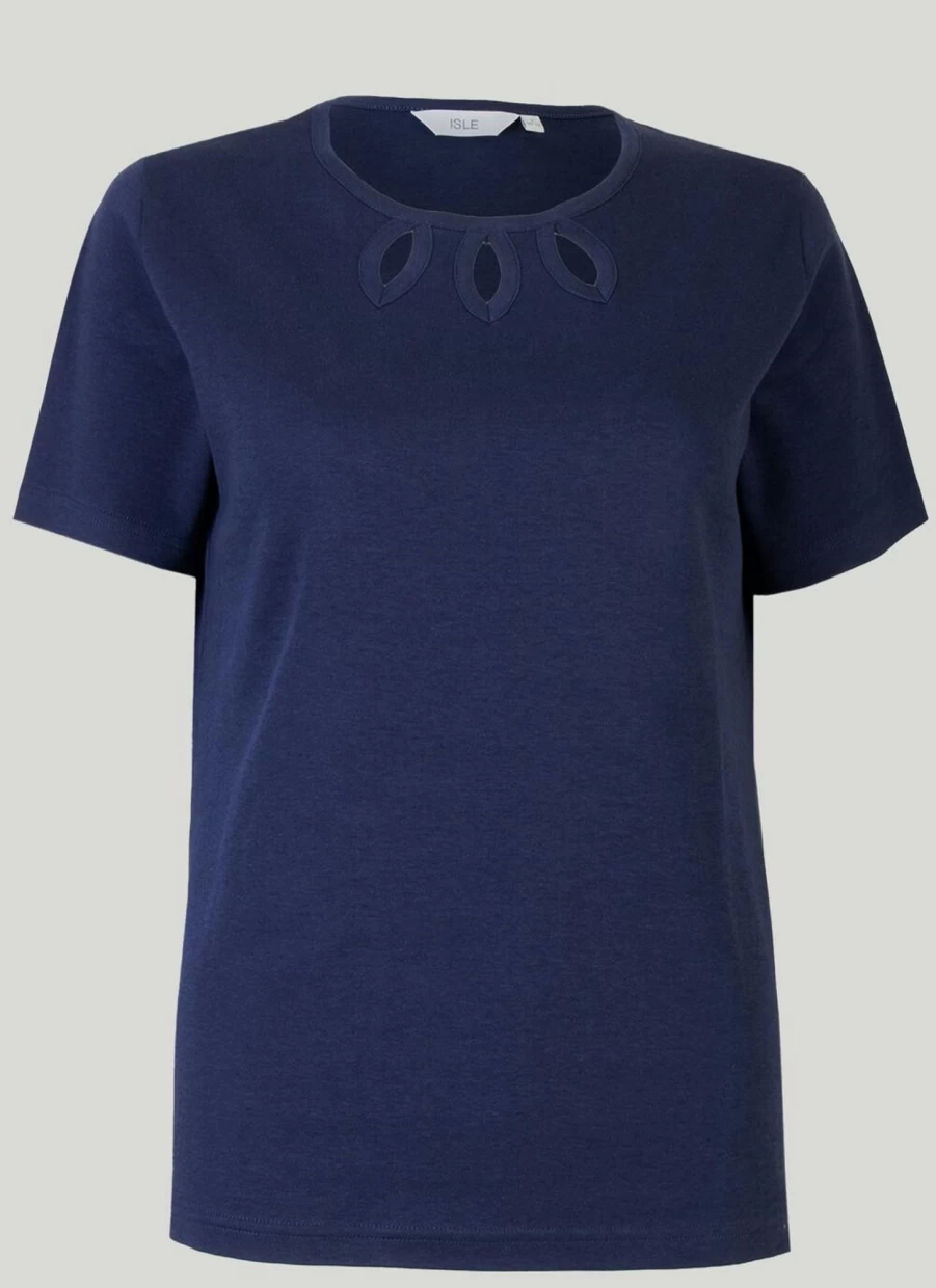 "Isle Women's Keyhole Neckline T-Shirt - Stylish Casual Top for Women"