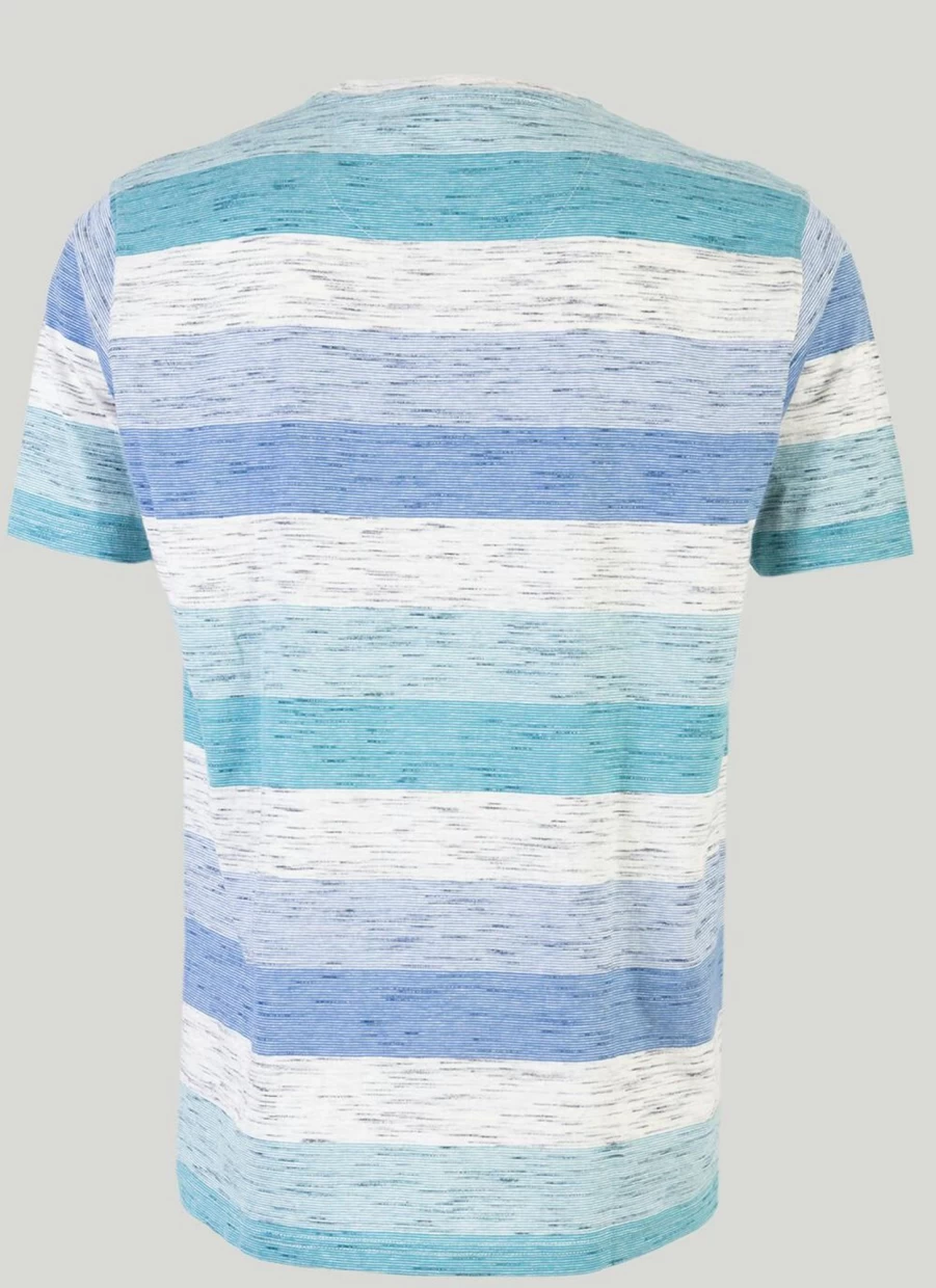 James Pringle Men's Stripe Space Dye Cotton T-Shirt - Soft Crewneck Tee