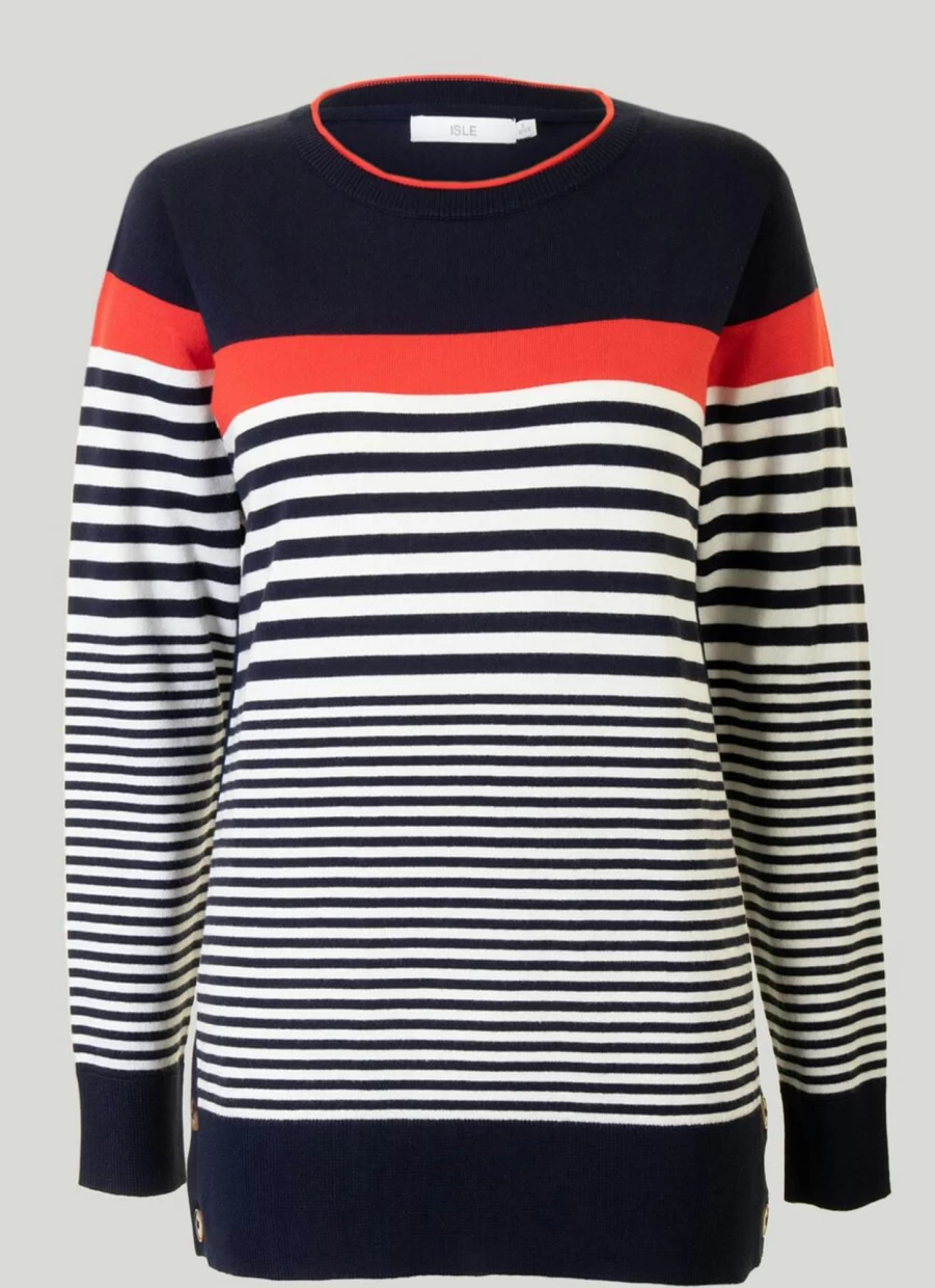 Isle Women's Stripe Jumper - Soft Knit Comfortable Casual Sweater