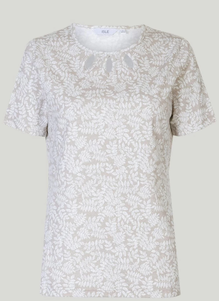 "Isle Women's Keyhole Neckline T-Shirt - Stylish Casual Top"