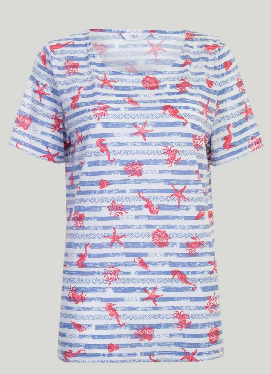 "Isle Women's Stripe T-Shirt: Classic Fit, Comfortable Cotton Top"