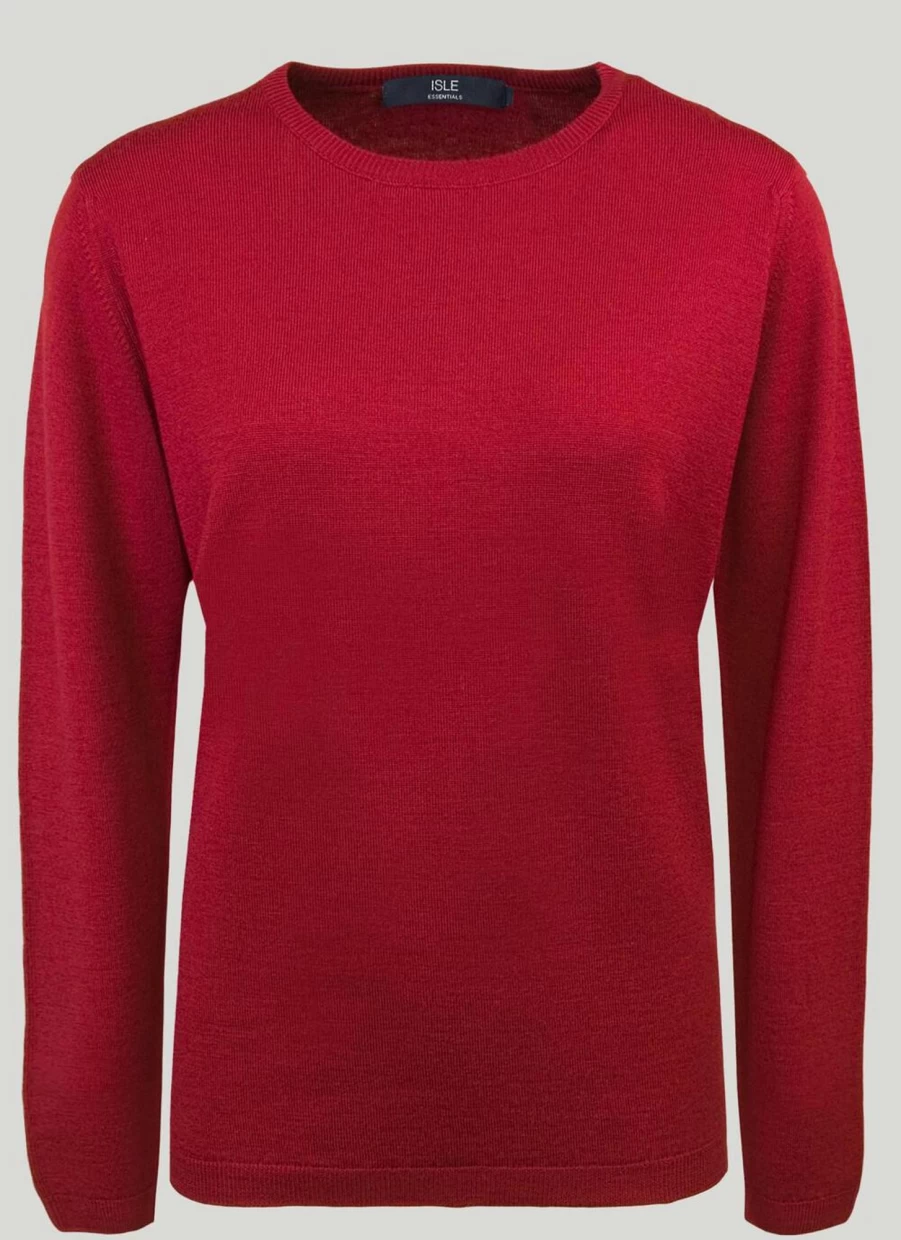 Isle Women's Merino Wool Crew Neck Jumper - Soft & Warm Knit Sweater