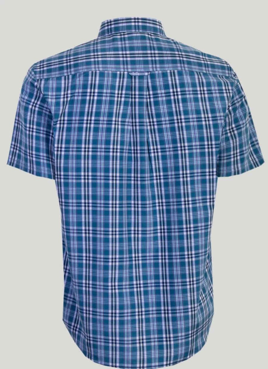 PG Field Men's Short Sleeve Checkered Shirt - Casual Plaid Button-Up Top