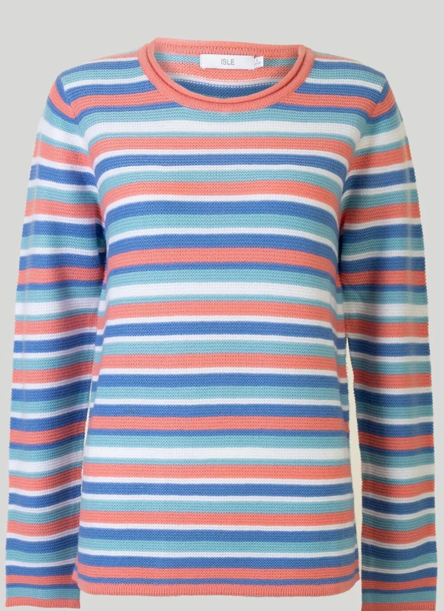 Isle Women's Stripe Jumper - Soft Knit Comfortable Casual Sweater