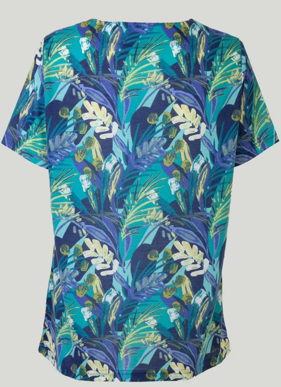 Isle Women's Vintage Print V-Neck T-Shirt - Soft Cotton Casual Tee