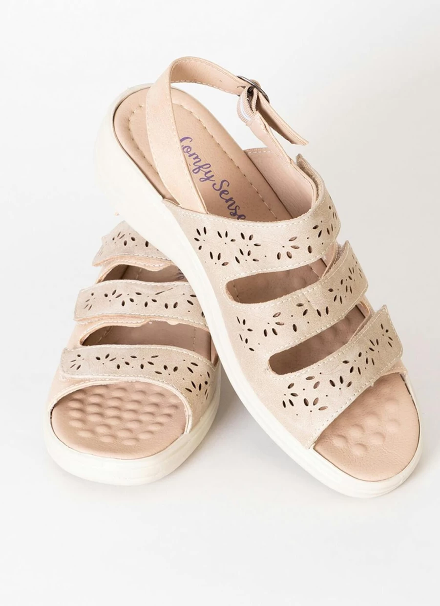 Comfy Sense Women's Triple Strap Sandals - Comfortable & Stylish Summer Footwear