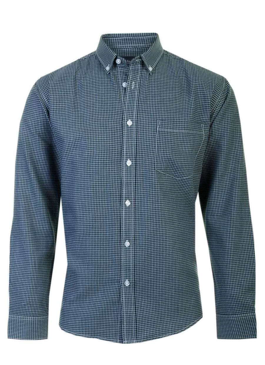 James Pringle Men's Classic Check Shirt - Premium Tartan Plaid Button-Up Shirt for Men
