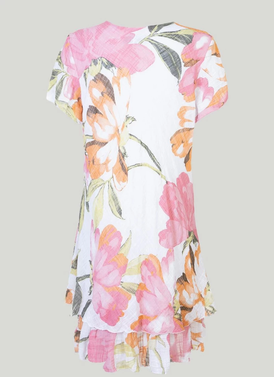 Sugar Crisp Women's Ivory Floral Print Dress - Elegant Flowy Summer Dress