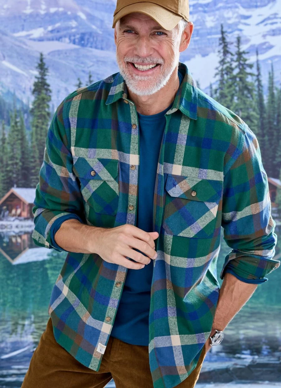 PG Field Men's Classic Twill Check Shirt - Stylish Casual Button-Up for Everyday Wear