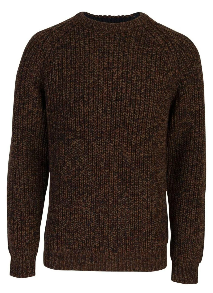 PG Field Men's Crew Neck Fisherman Rib Knit Jumper - Warm Casual Sweater
