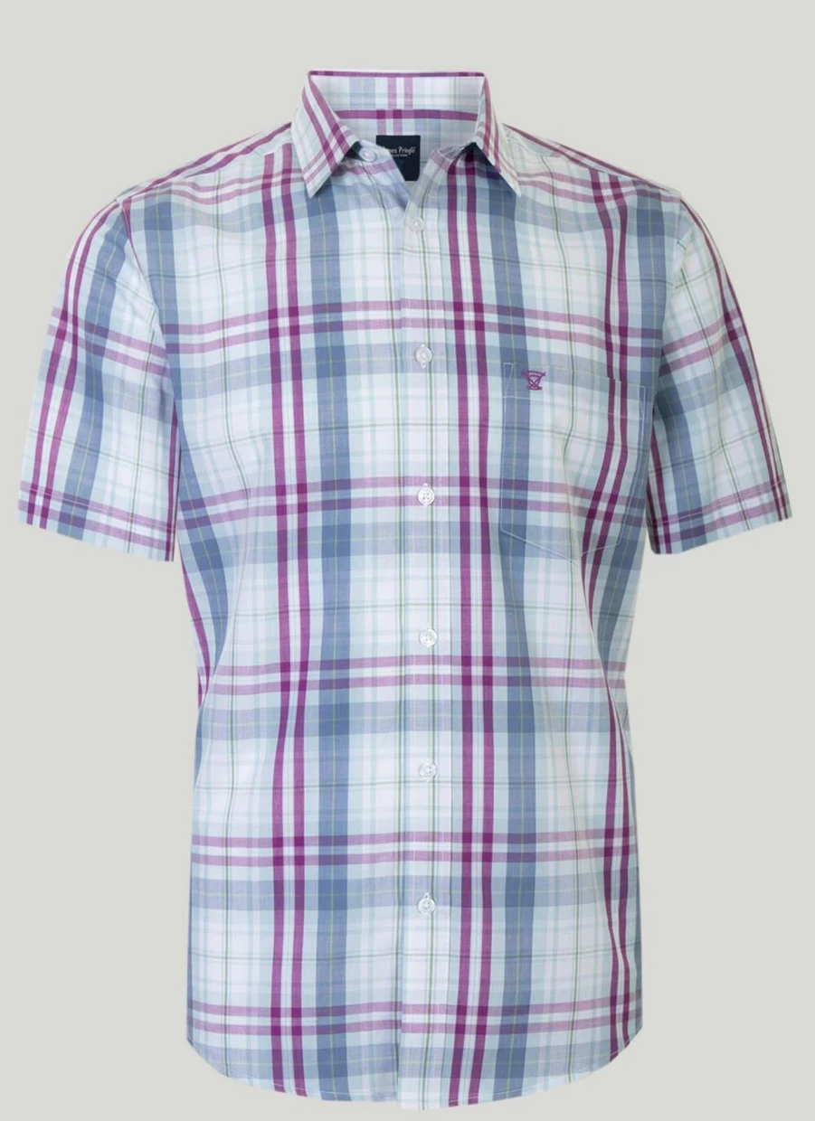 James Pringle Men's Classic Check Shirt - Premium Tartan Plaid Button Down Shirt for Men