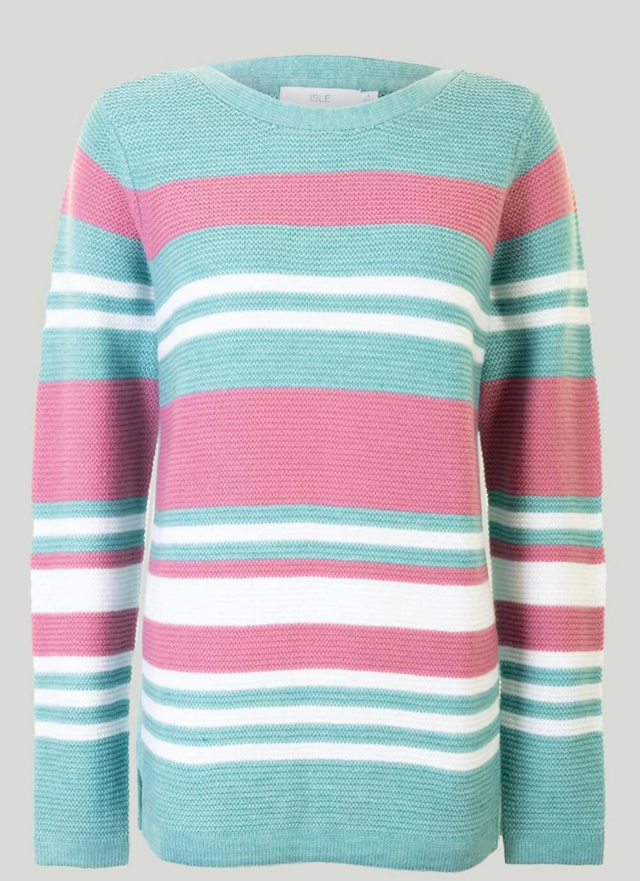 Isle Women's Stripe Jumper - Soft Knit Comfortable Casual Sweater