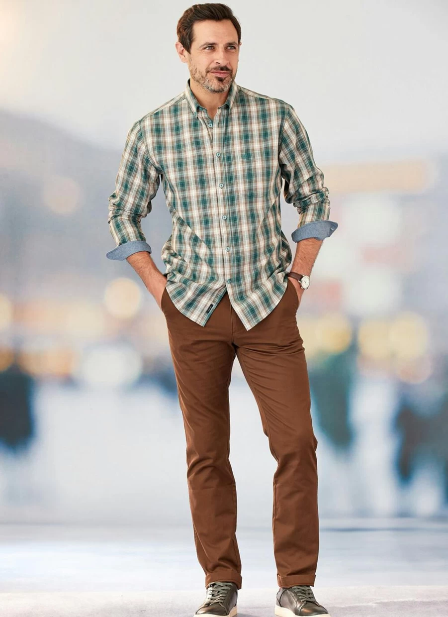 James Pringle Men's Tan Chino Trousers - Classic Fit Casual Pants