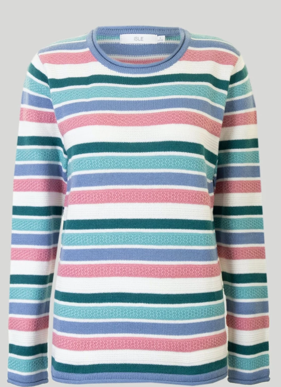 Isle Women's Stripe Jumper - Soft Knit Comfortable Casual Sweater