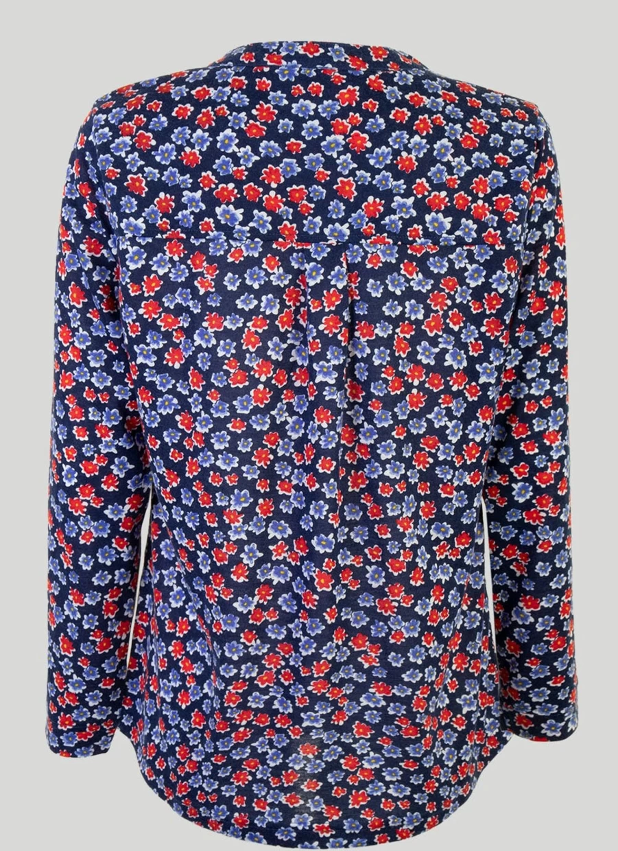Isle Women's Floral Print Jersey Blouse - Elegant Flowy Top for Casual Wear