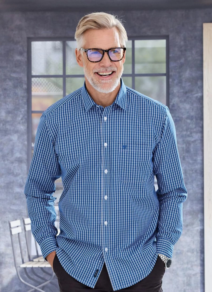 James Pringle Men's Classic Long Sleeve Check Shirt - Premium Tartan Plaid Button Down for Casual & Formal Wear