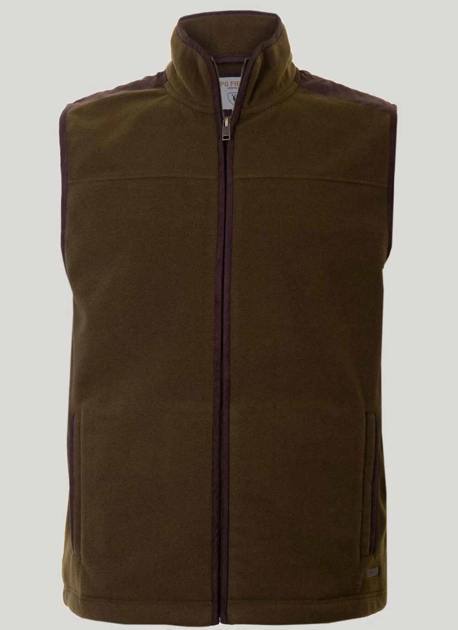 Men's PG Field Suede Trim Fleece Vest - Warm Winter Gilet for Outdoor Activities