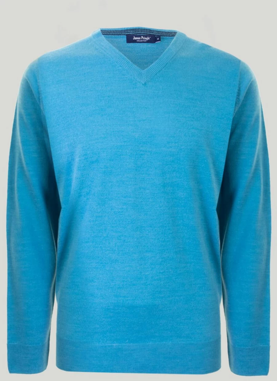 James Pringle Men's V Neck Fine Knit Jumper - Soft Lightweight Sweater for Men