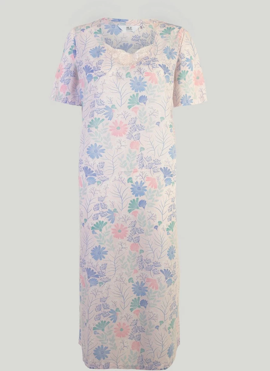 "Isle Women's Floral Lace Nightie - Elegant Feminine Sleepwear"