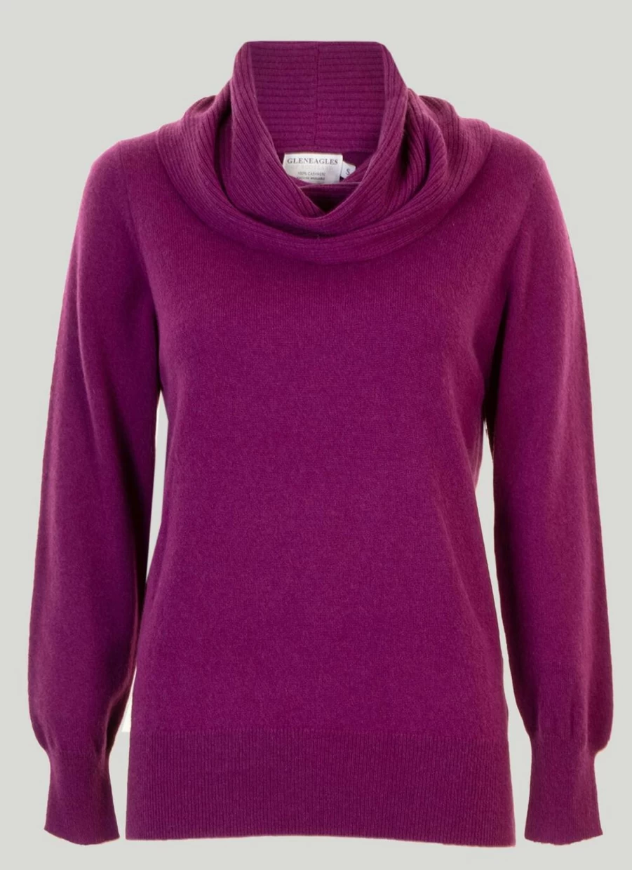 Gleneagles Women's Cashmere Cowl Neck Sweater - Soft Luxurious Winter Pullover