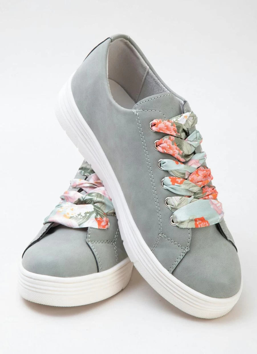 Comfy Sense Women's Green Lace-Up Sneakers - Stylish Comfort Trainers