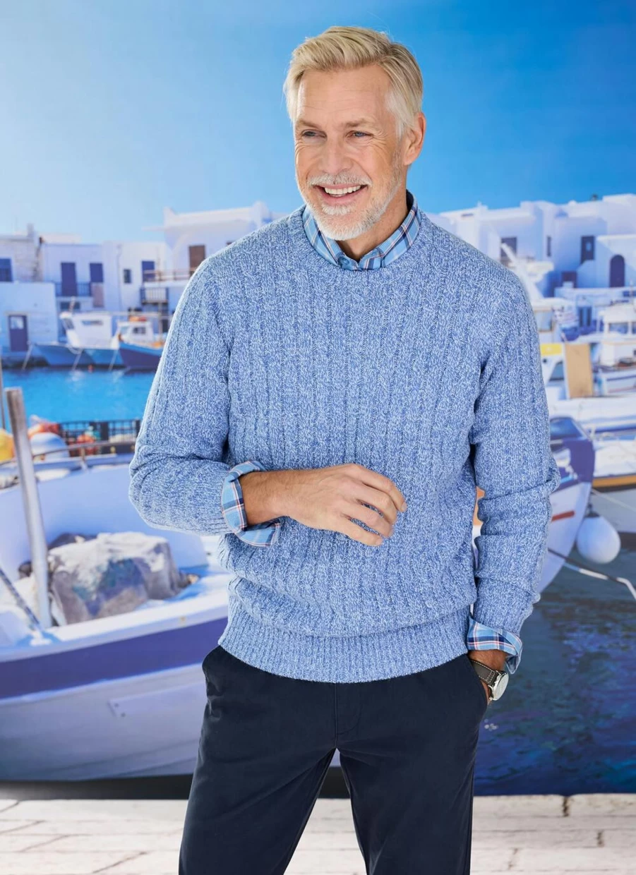 James Pringle Men's Crew Neck Cable Knit Jumper - Classic Wool Sweater for Winter