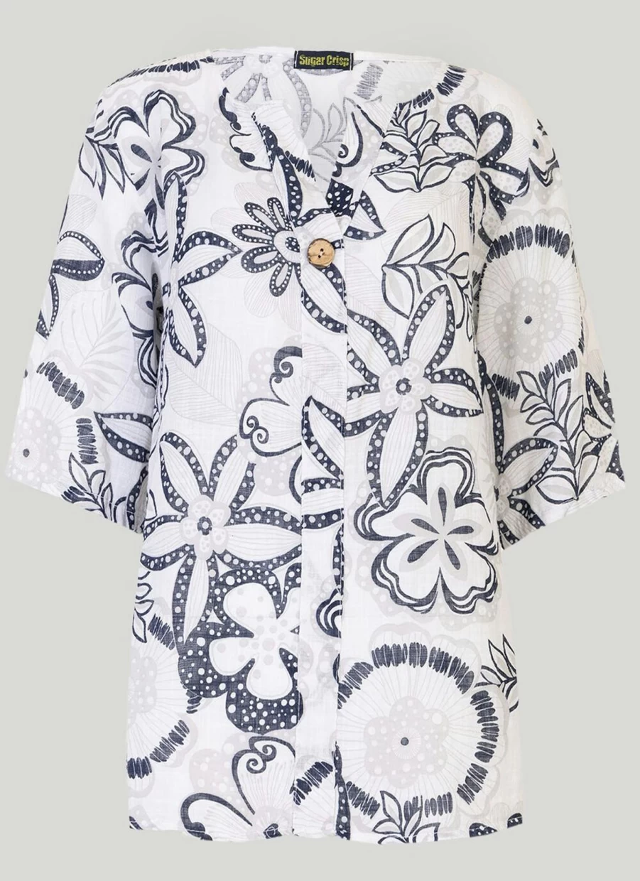 "Women's Floral Print Top by Sugar Crisp - Stylish Blouse for Casual Wear"