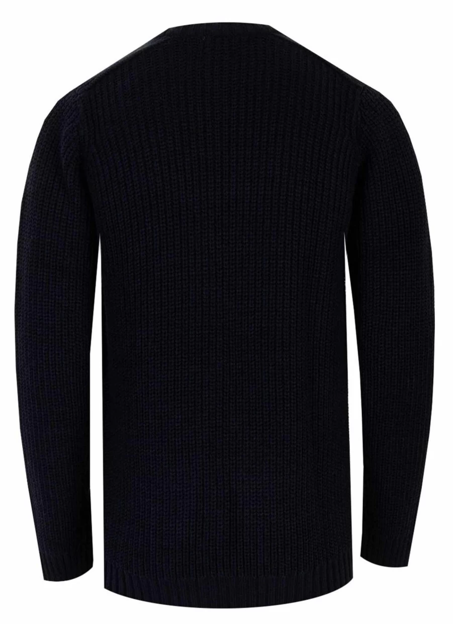 PG FIELD Men's Crew Neck Fisherman Rib Knit Jumper Sweater