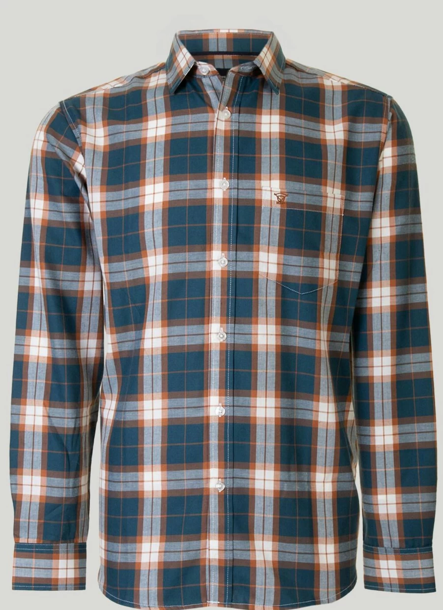 James Pringle Men's Classic Long Sleeve Checkered Shirt - Premium Tartan Plaid Button-Up for Casual & Formal Wear