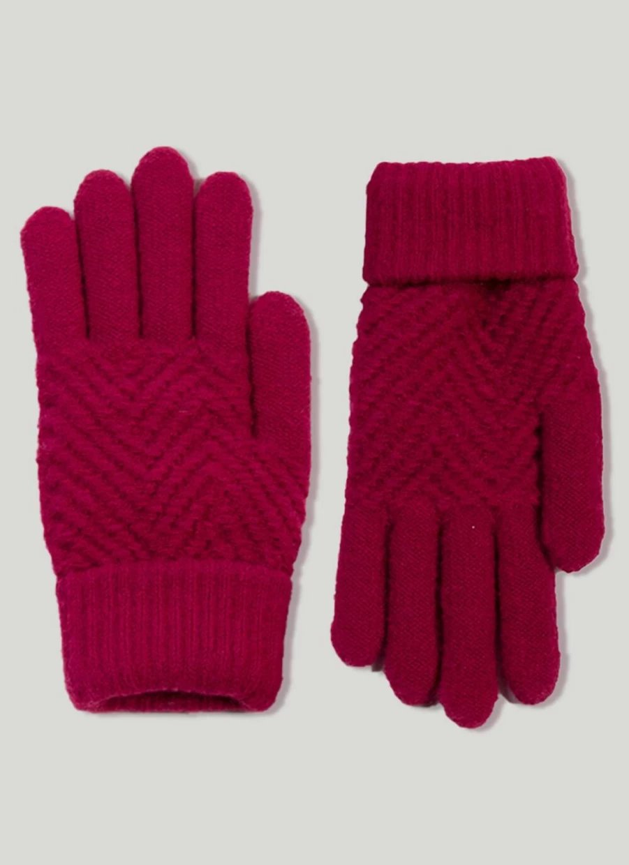 Isle Women's Raspberry Cable Knit Gloves - Soft Winter Hand Warmers
