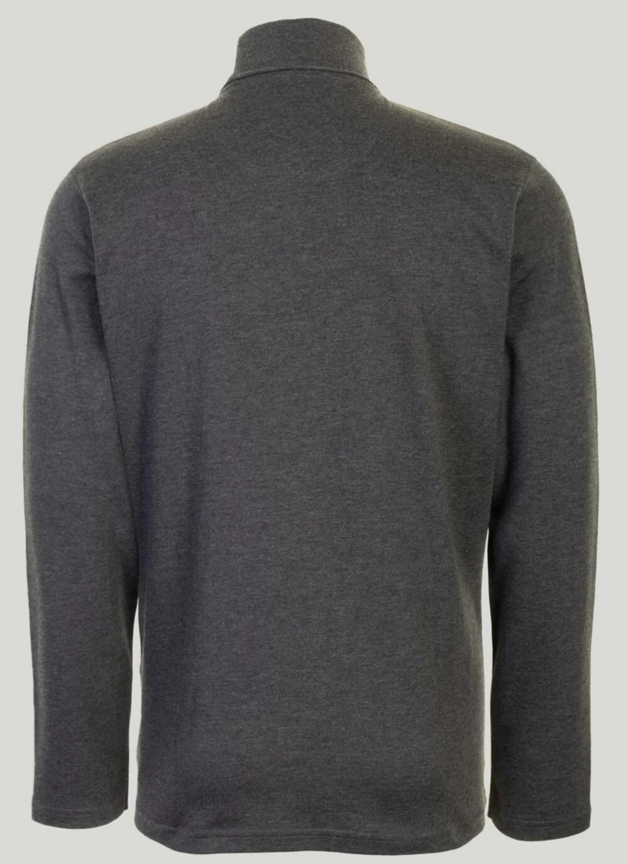 James Pringle Men's Charcoal Roll Neck Jersey Top - Soft Knit Slim Fit Pullover