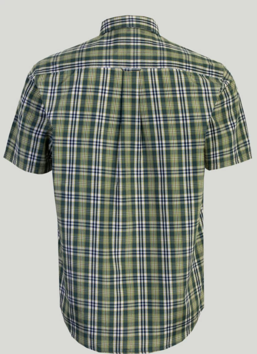 PG Field Men's Classic Short Sleeve Checkered Shirt - Casual Plaid Button-Up Top