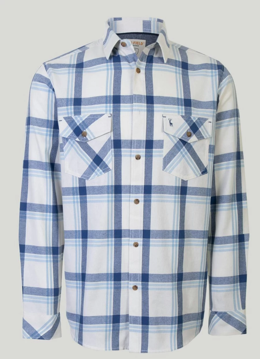 PG Field Men's Classic Twill Long Sleeve Checkered Shirt - Stylish Casual Plaid Button-Up for Men