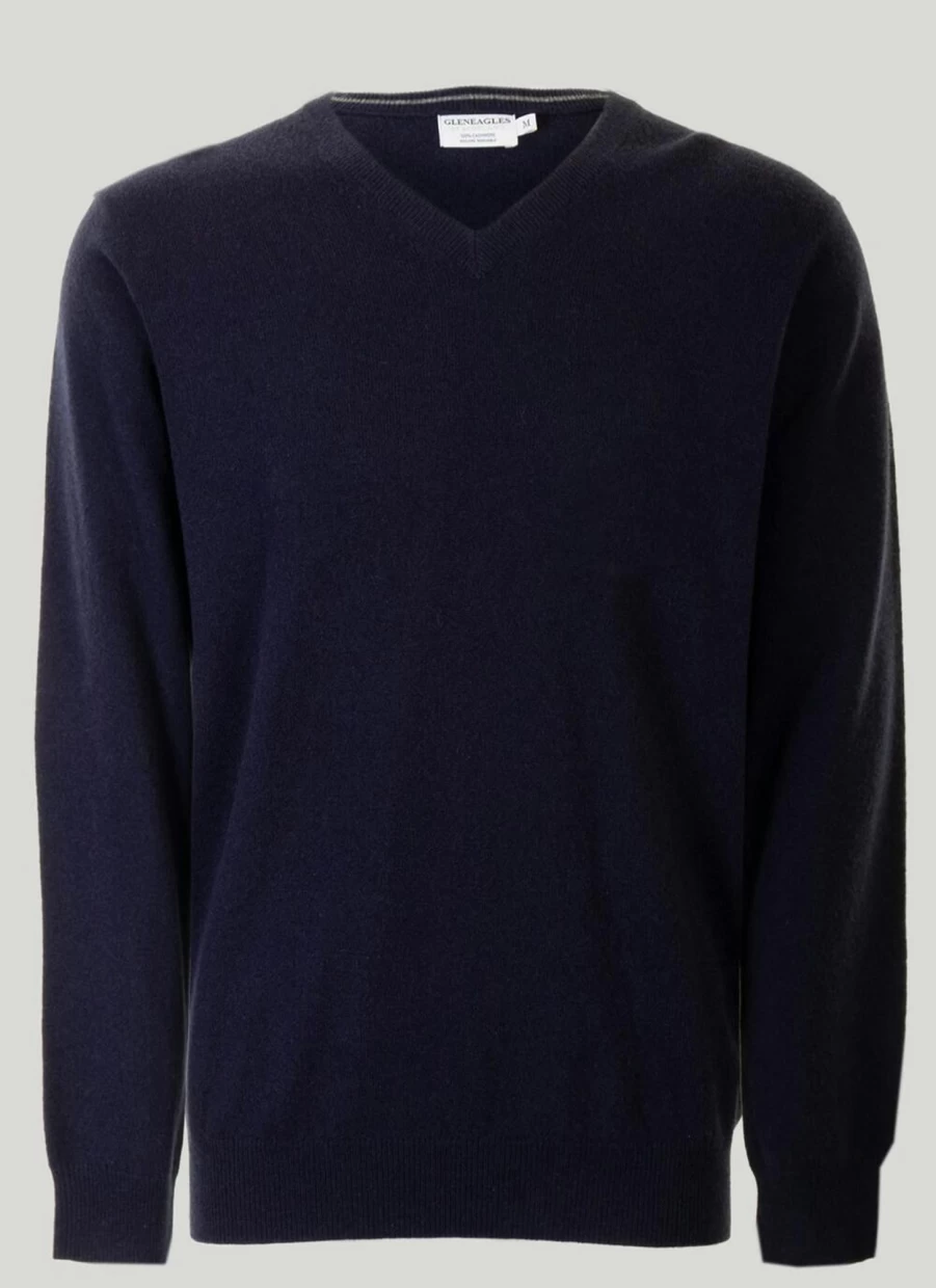 Gleneagles Men's Premium Cashmere V-Neck Jumper – Soft Luxury Knit Sweater